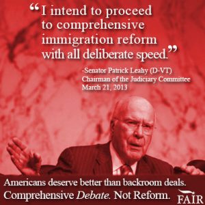 Senator Leahy plans to rush amnesty through Senate. New from FAIR.