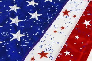 American flag close up with star confetti (P)