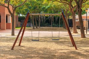 Two seats swings at children's playground