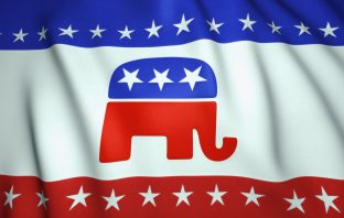 Republican flag with elephant emblem