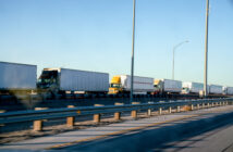 long line of trucks mexico